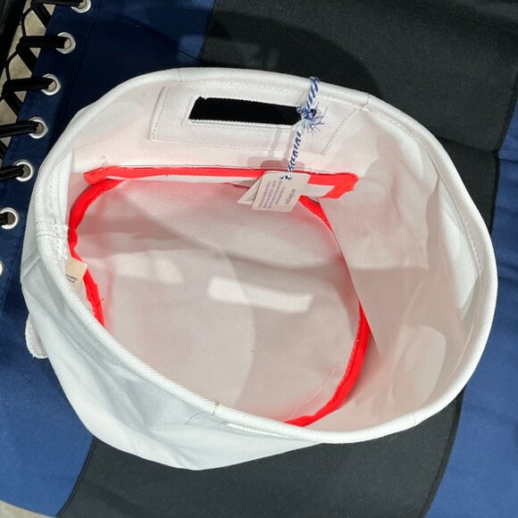 MIMISH White Storage Bin Round Canvas 100% Cotton With Zipper & Handles - Picture 3 of 8